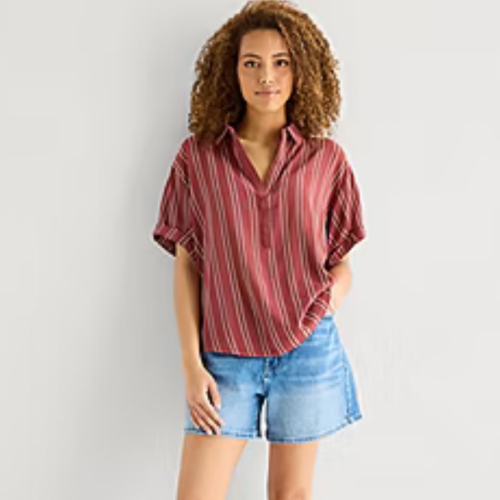 A.n.a Short Sleeve Collared Blouse Sz M .NWT